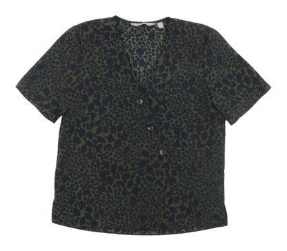 Dorothy Perkins Women's Green Animal Print Blouse Size 8