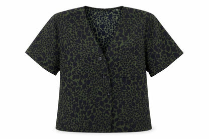 Dorothy Perkins Women's Green Animal Print Blouse Size 8