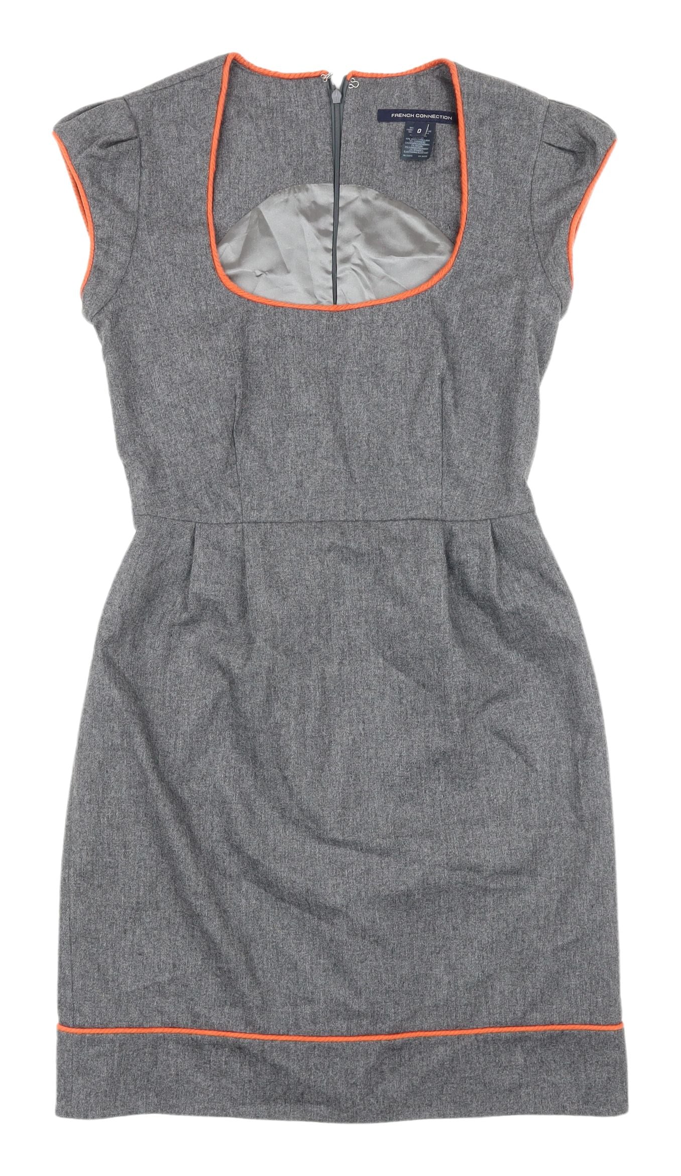 French Connection Women's Grey Sheath Dress 4 Cap Sleeve