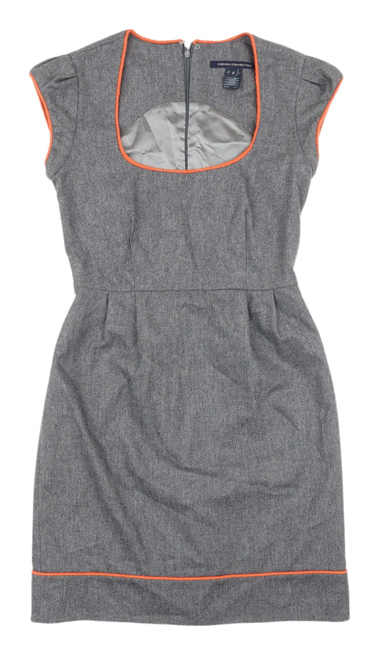 French Connection Women's Grey Sheath Dress 4 Cap Sleeve