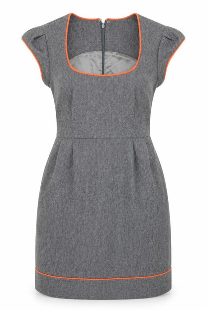 French Connection Women's Grey Sheath Dress 4 Cap Sleeve
