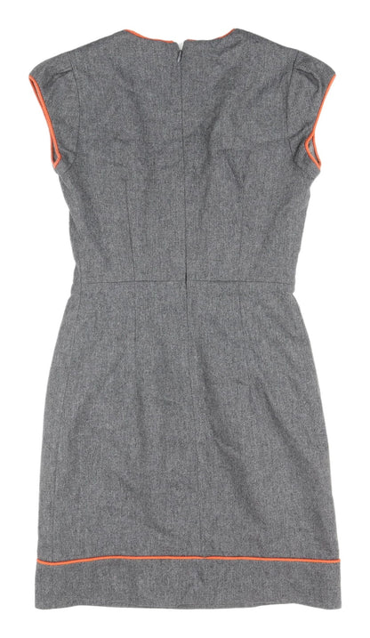 French Connection Women's Grey Sheath Dress 4 Cap Sleeve