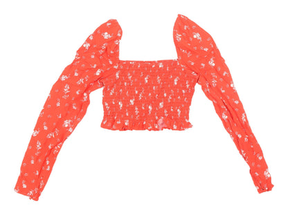 Womens UK Size XS H&M Red Cropped Blouse