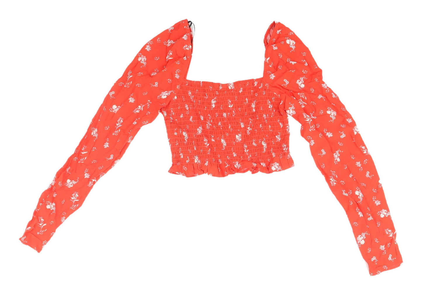 Womens UK Size XS H&M Red Cropped Blouse