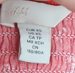 Womens UK Size XS H&M Red Cropped Blouse