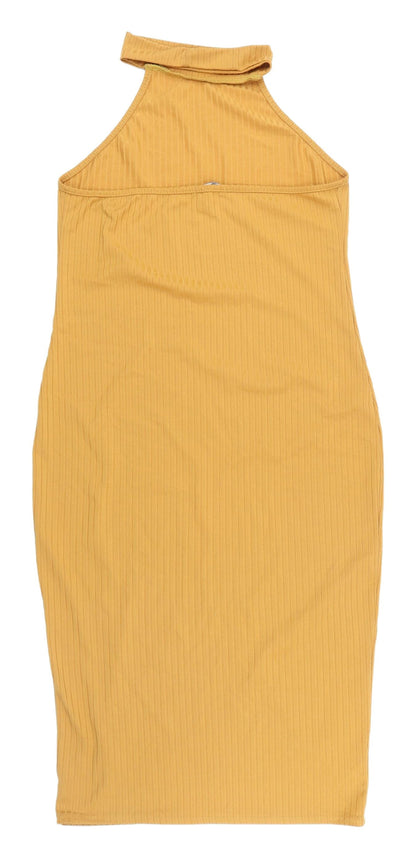 Boohoo Women's Yellow Midi Sheath Dress - Size 14