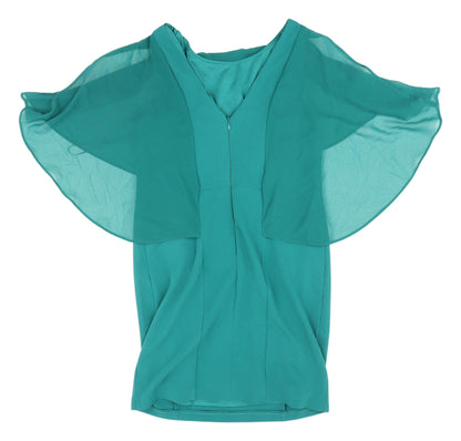 Next Women's Green Cape Sleeve Dress, Size 12
