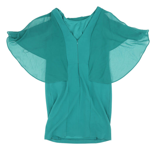Next Women's Green Cape Sleeve Dress, Size 12