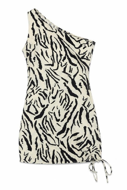 Nasty Gal Zebra Print One Shoulder Bodycon Dress