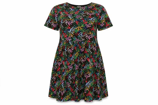 Front view of Jacqueline de Yong Floral Skater Dress, size 12, Multicolour