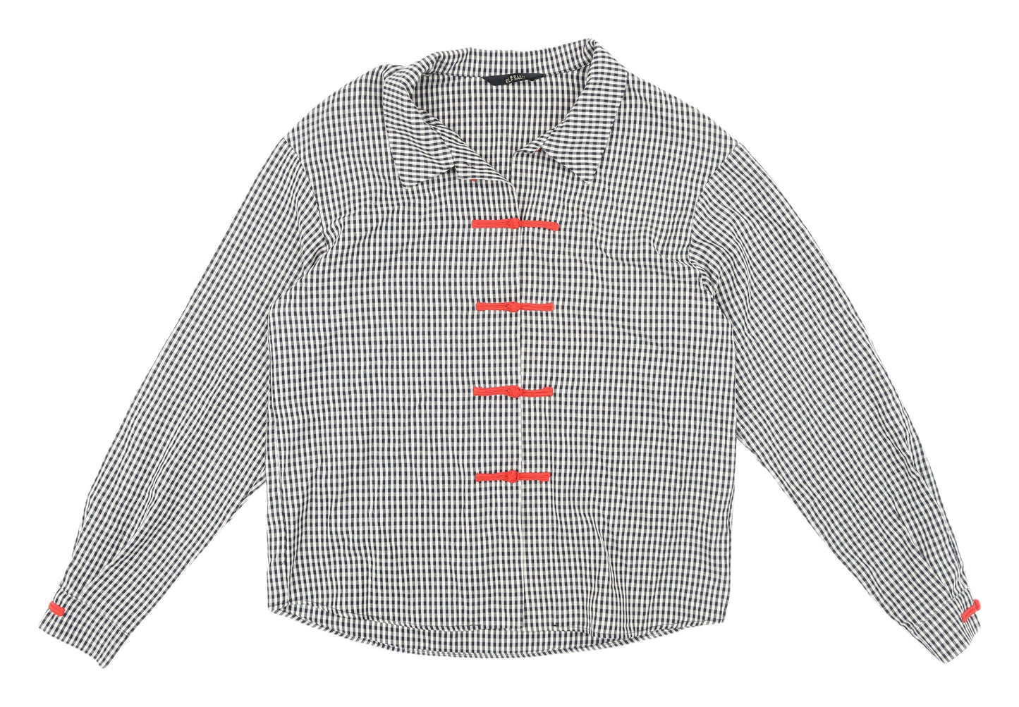 ELFSACK Women's Black Checked Blouse, Size S