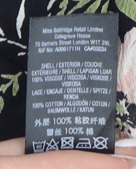 Miss Selfridge Women’s Black Floral Wrap Dress, Size 8