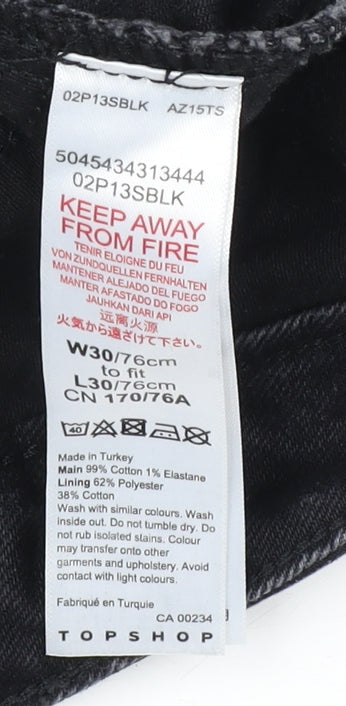 Topshop Women’s Black Straight Jeans Size 30