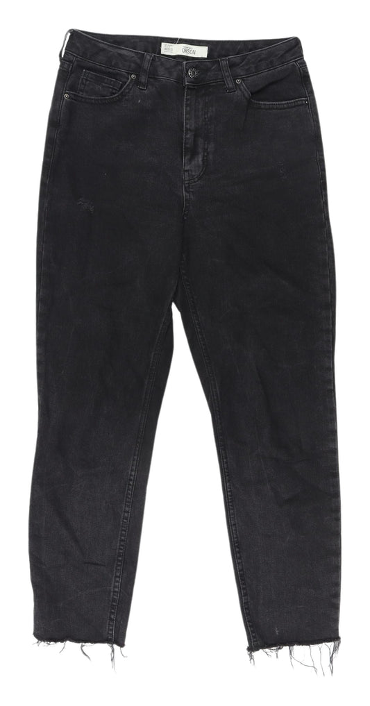 Topshop Women's Black Distressed Straight Jeans M