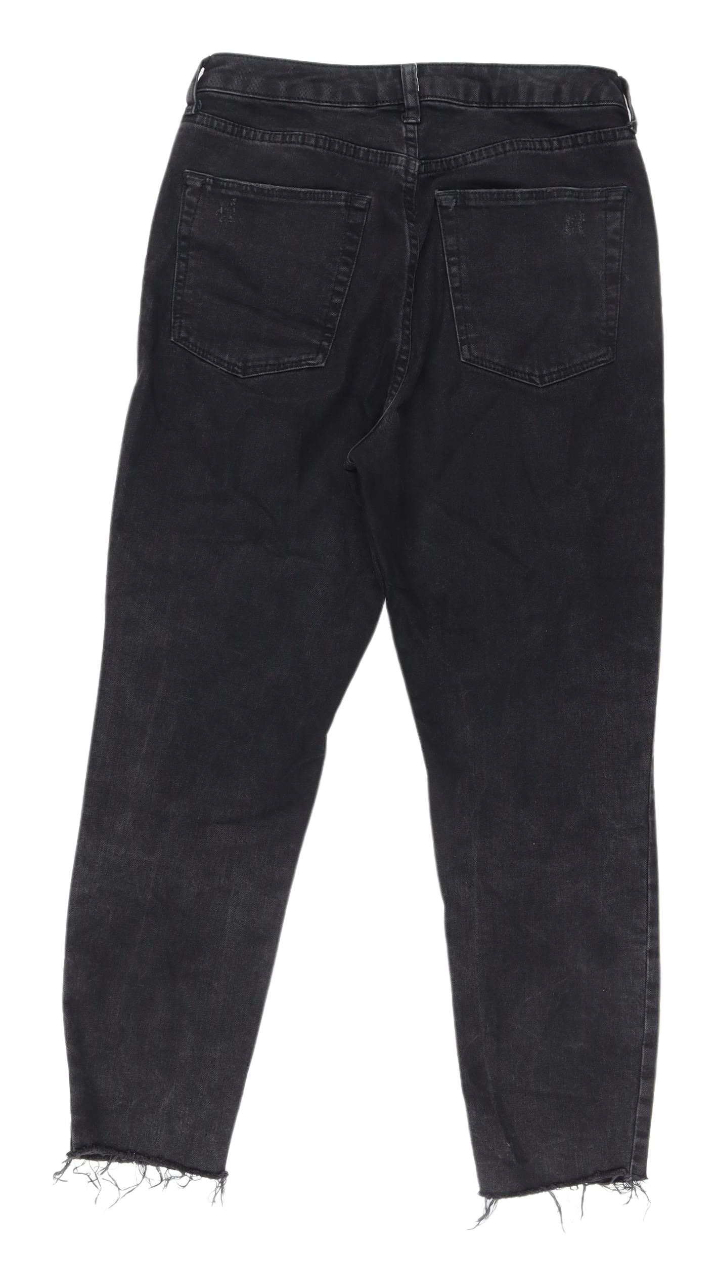 Topshop Women's Black Distressed Straight Jeans M