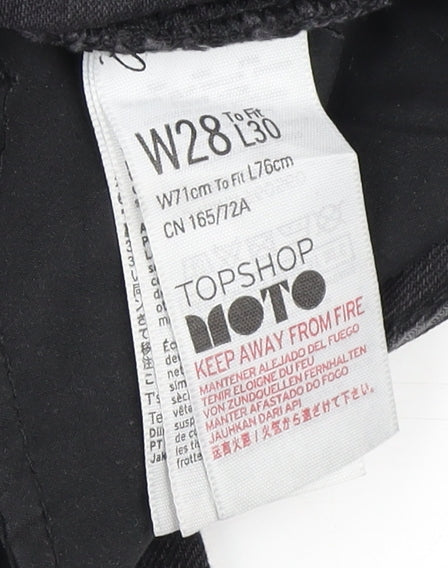 Topshop Women's Black Distressed Straight Jeans M