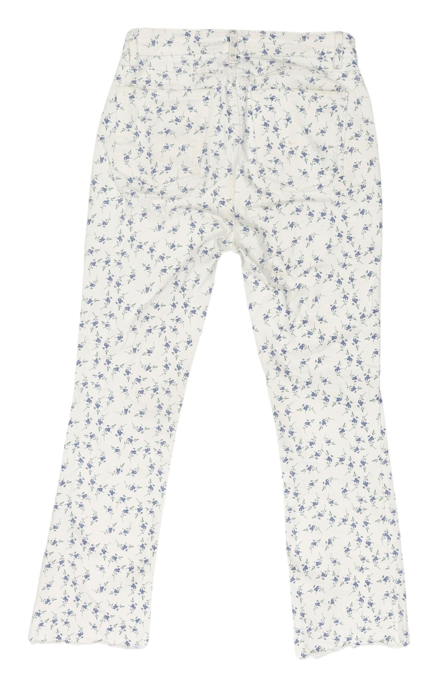 Primark Women's White Floral Straight Jeans Size 8