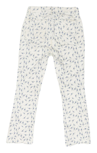 Primark Women's White Floral Straight Jeans Size 8