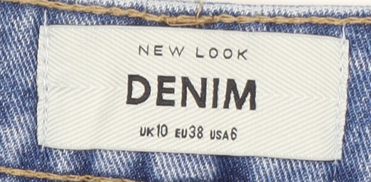 New Look Women's Blue Embroidered Denim Shorts UK 10