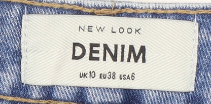 New Look Women's Blue Embroidered Denim Shorts UK 10