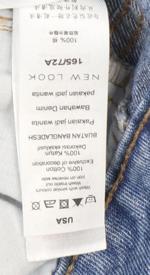 New Look Women's Blue Embroidered Denim Shorts UK 10