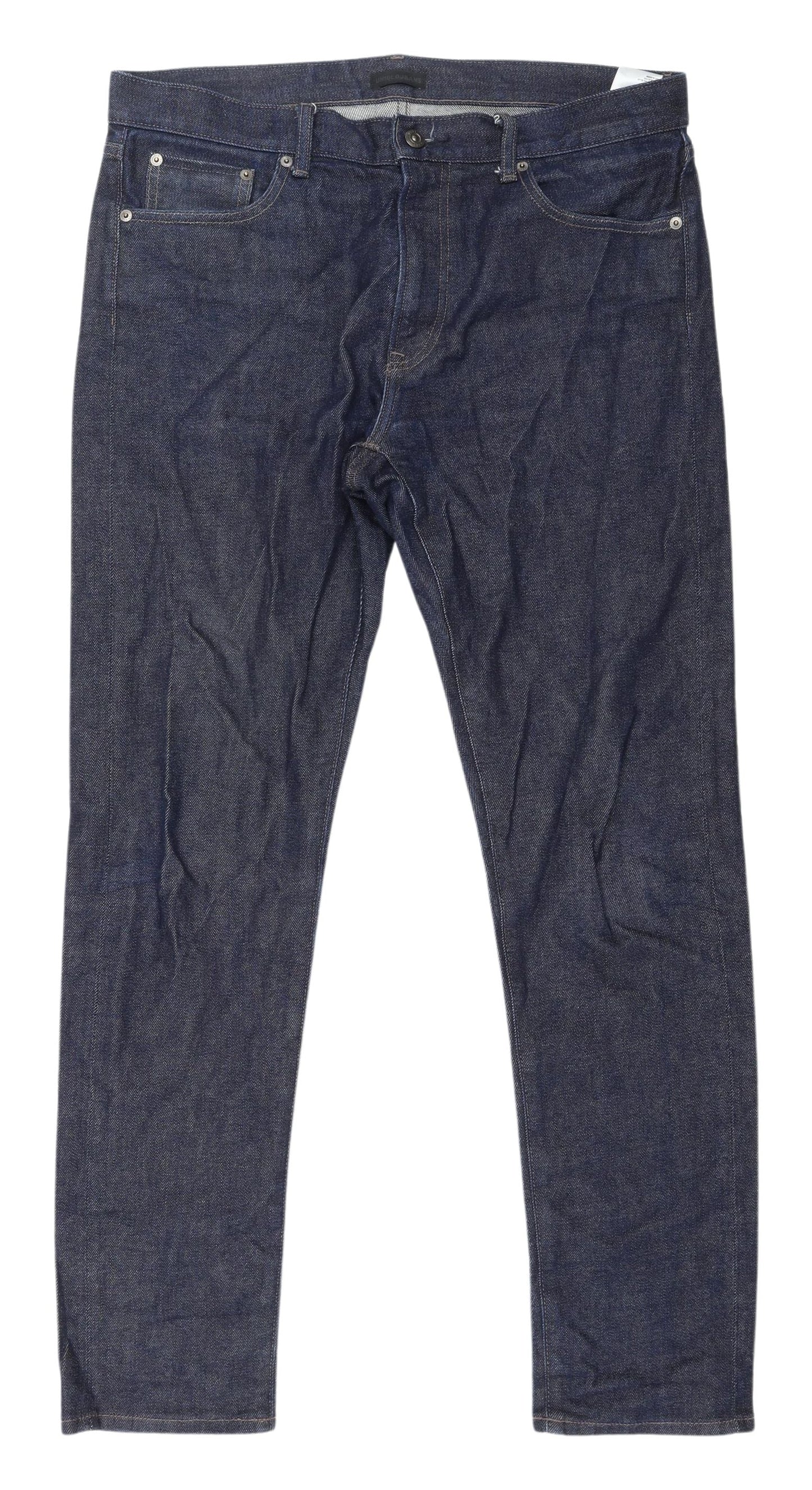 Uniqlo Men's Blue Straight Leg Jeans - Size 12