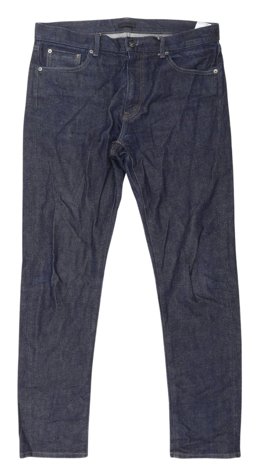 Uniqlo Men's Blue Straight Leg Jeans - Size 12