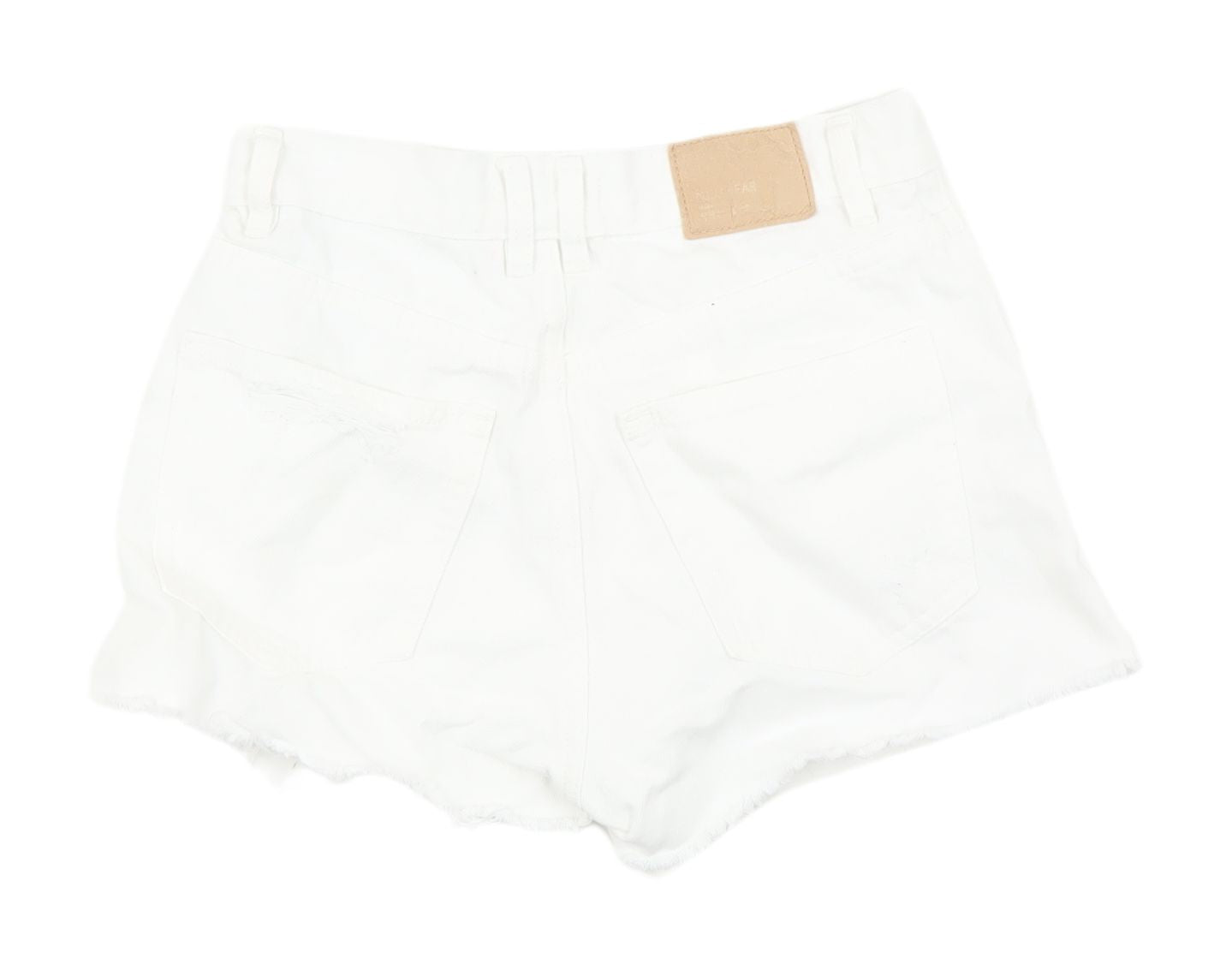 Pull & Bear Women's White Cut-Off Shorts UK 8 Casual