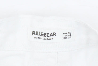 Pull & Bear Women's White Cut-Off Shorts UK 8 Casual