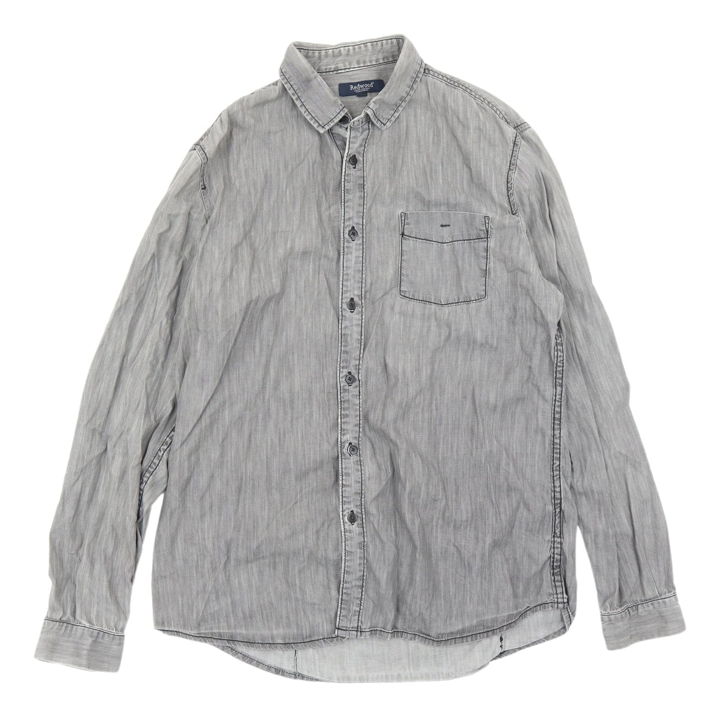 Redwood Men's Grey Button-Up Shirt, Long Sleeve, Size L