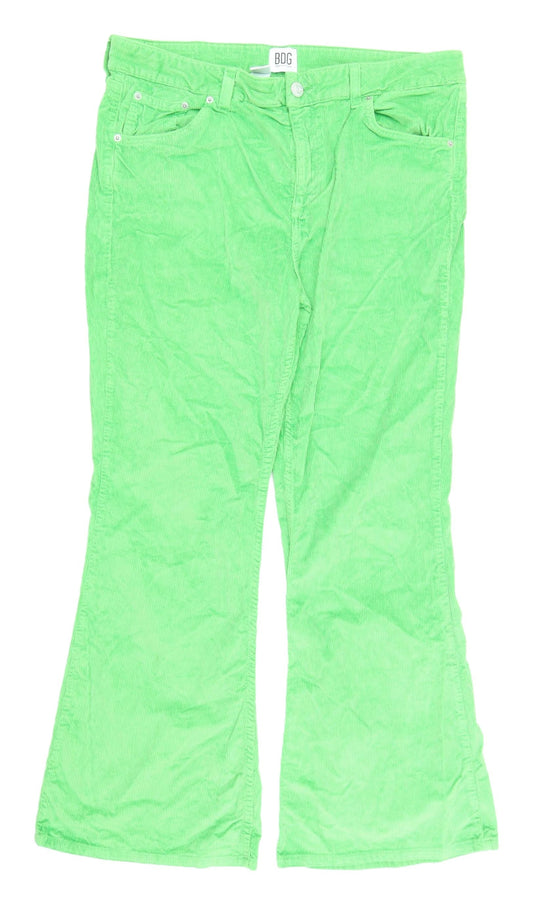 BDG Women's Green Flared Corduroy Trousers - Size 34
