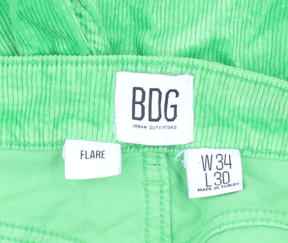 BDG Women's Green Flared Corduroy Trousers - Size 34