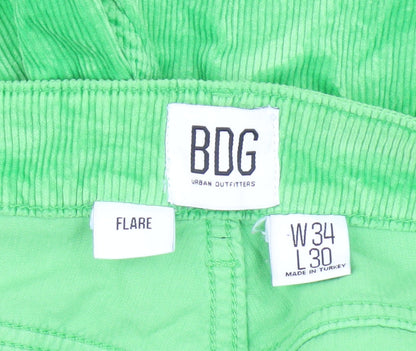 BDG Women's Green Flared Corduroy Trousers - Size 34