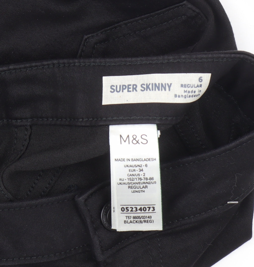 Womens UK Size UK 6 Marks and Spencer Regular Fit Skinny Black Jeans