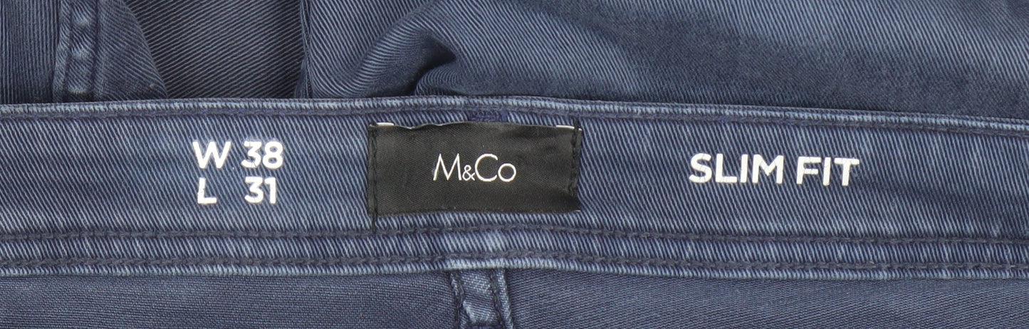 M&Co Men’s Blue Slim Fit Jeans Size 38