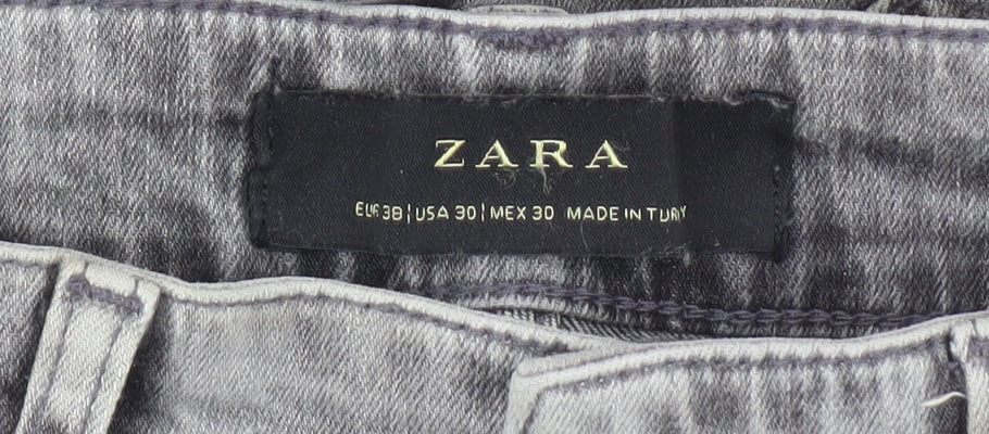 Zara Men's Grey Skinny Distressed Jeans 30W