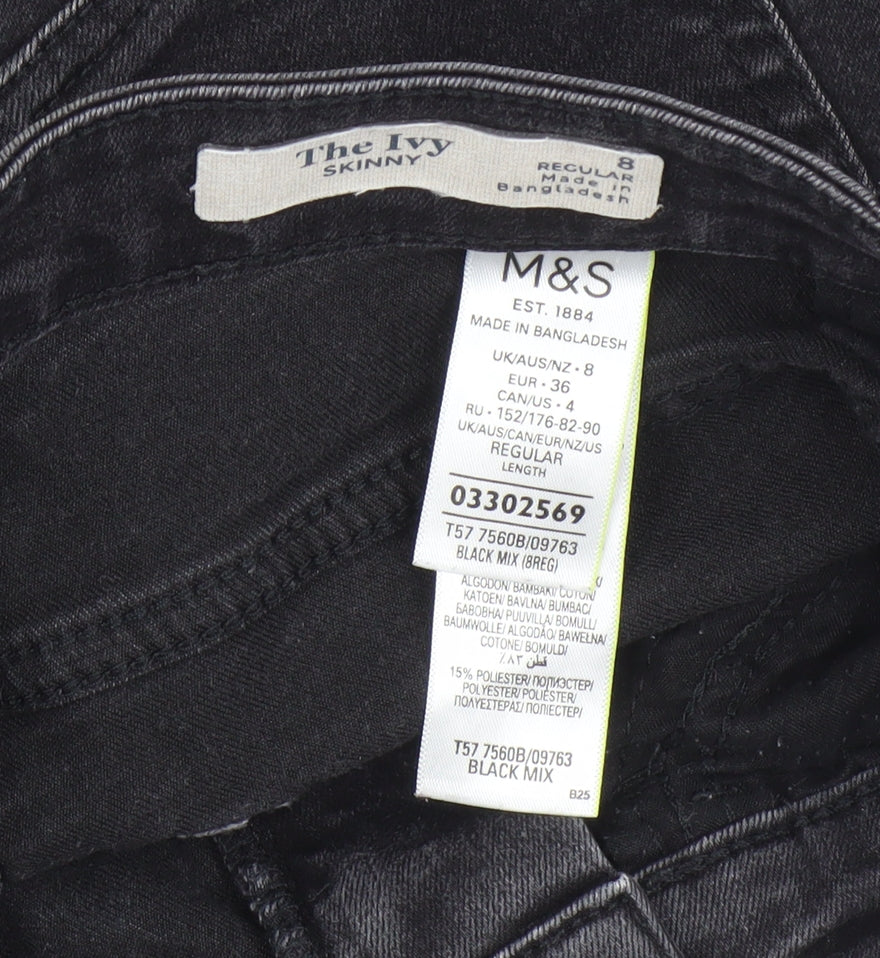 Womens UK Size 8 Marks and Spencer Regular Fit Skinny Black Jeans
