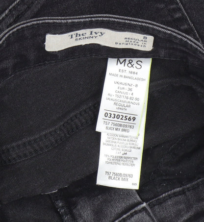 Womens UK Size 8 Marks and Spencer Regular Fit Skinny Black Jeans