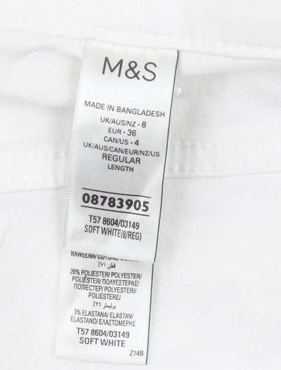 Womens UK Size 8 Marks and Spencer Regular Fit Jegging White Jeans