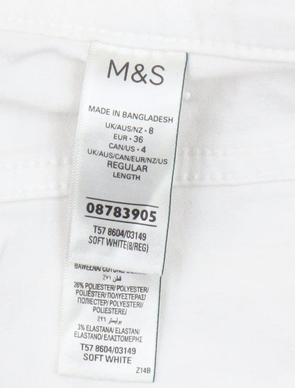 Womens UK Size 8 Marks and Spencer Regular Fit Jegging White Jeans