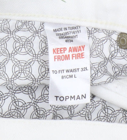 Mens UK Size L Topman Slim Fit Skinny White Jeans