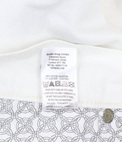 Mens UK Size L Topman Slim Fit Skinny White Jeans