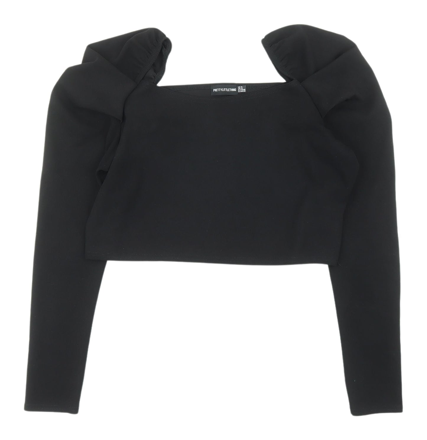 Womens UK Size 18 PRETTYLITTLETHING Black Cropped Blouse