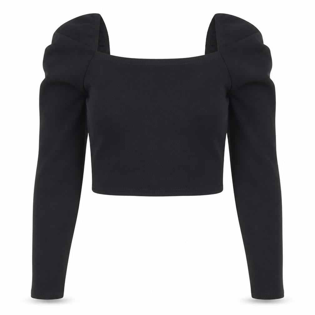 Womens UK Size 18 PRETTYLITTLETHING Black Cropped Blouse