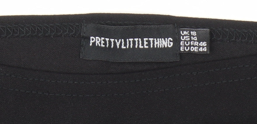 Womens UK Size 18 PRETTYLITTLETHING Black Cropped Blouse