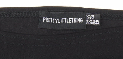 Womens UK Size 18 PRETTYLITTLETHING Black Cropped Blouse