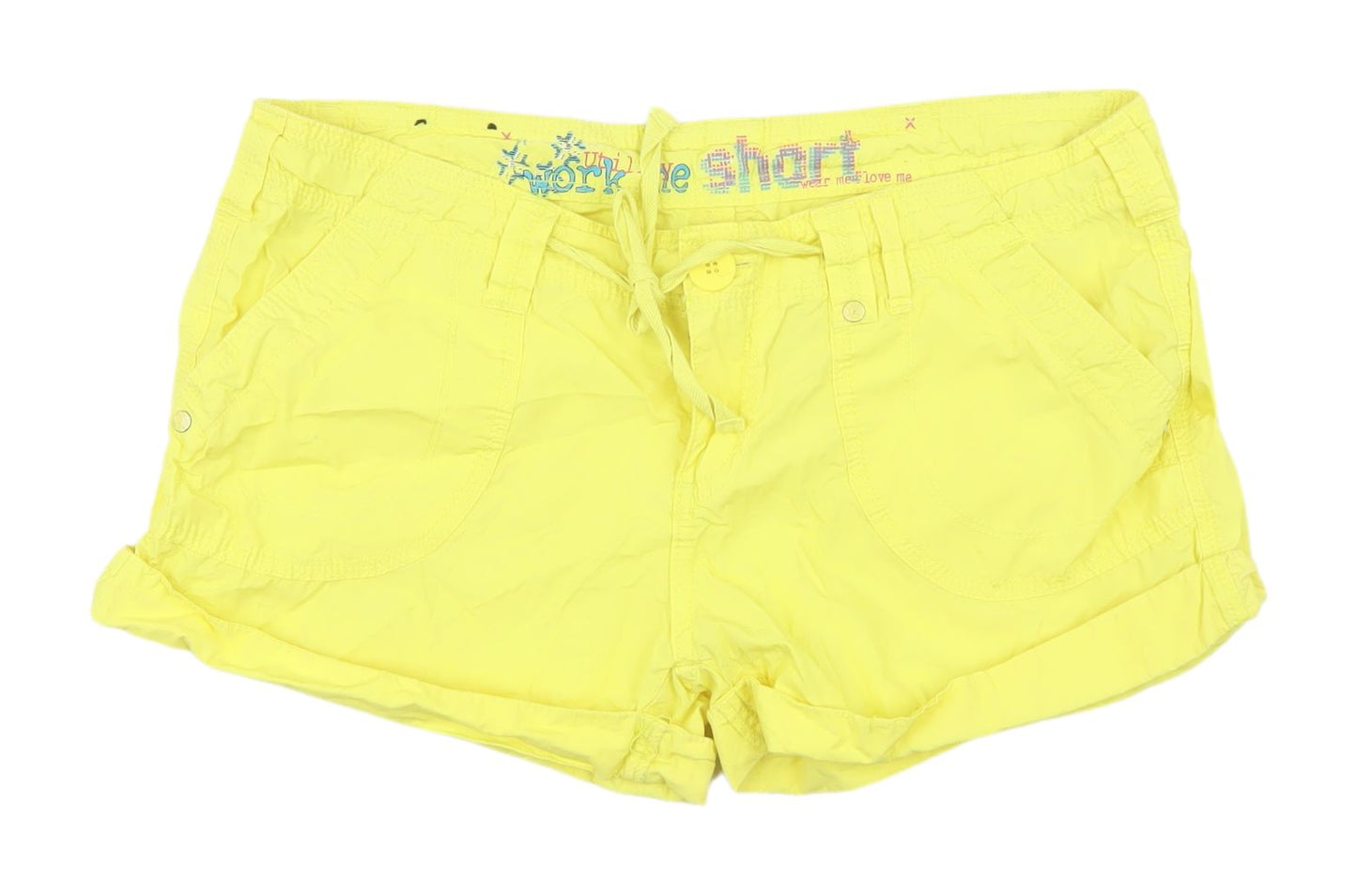 New Look Women's Yellow Casual Cotton Shorts UK 14