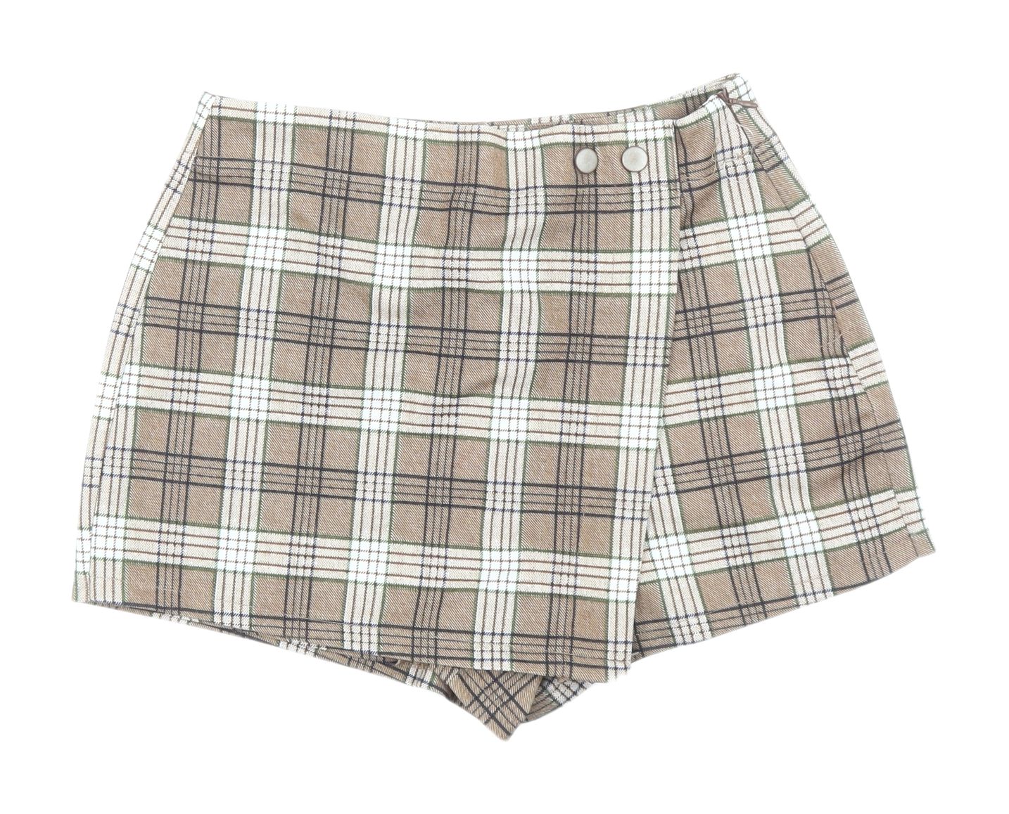 Sincerely Jules Women's Brown Plaid Wrap Shorts S