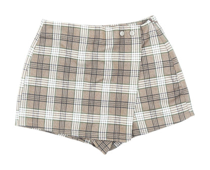 Sincerely Jules Women's Brown Plaid Wrap Shorts S