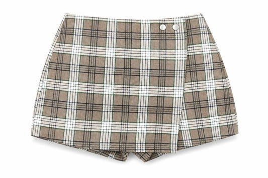 Sincerely Jules Women's Brown Plaid Wrap Shorts S